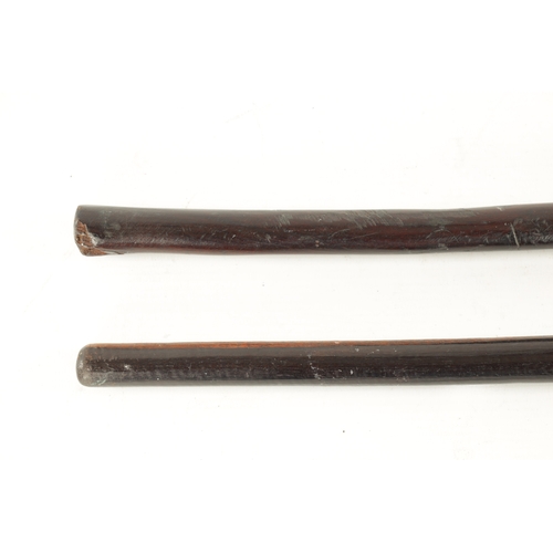 236 - TWO ANTIQUE HARDWOOD NATIVE AFRICAN KNOBKERRY CLUBS (79cm and 75cm overall)