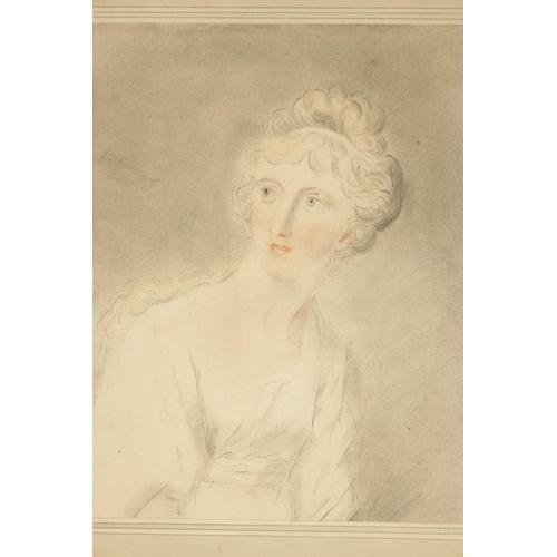 244 - A COLLECTION OF SIX 19TH CENTURY PORTRAIT DRAWINGS OF LADIES unframed (41cm high 31cm wide)