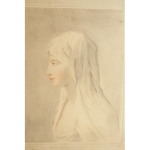 244 - A COLLECTION OF SIX 19TH CENTURY PORTRAIT DRAWINGS OF LADIES unframed (41cm high 31cm wide)