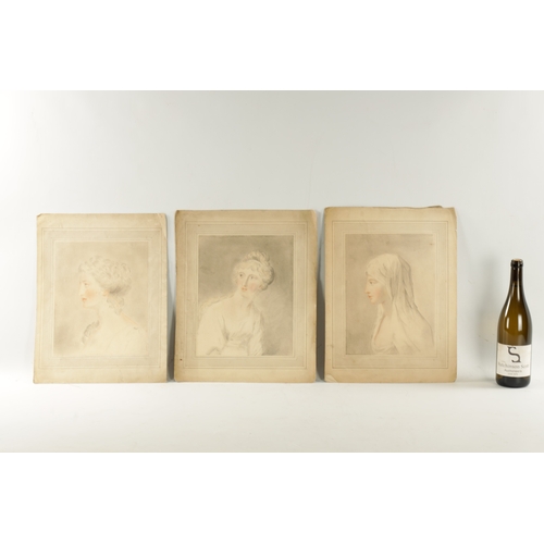 244 - A COLLECTION OF SIX 19TH CENTURY PORTRAIT DRAWINGS OF LADIES unframed (41cm high 31cm wide)