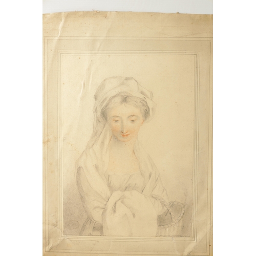 244 - A COLLECTION OF SIX 19TH CENTURY PORTRAIT DRAWINGS OF LADIES unframed (41cm high 31cm wide)