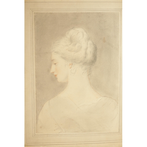 244 - A COLLECTION OF SIX 19TH CENTURY PORTRAIT DRAWINGS OF LADIES unframed (41cm high 31cm wide)