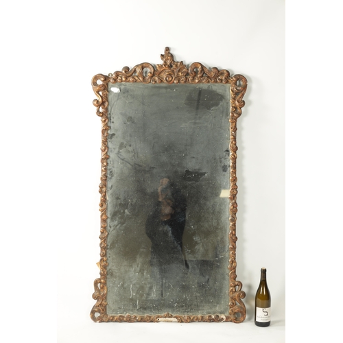 246 - A 19TH CENTURY CARVED GILTWOOD MIRROR having a leafwork surround and rectangular mirror plate (141cm... 