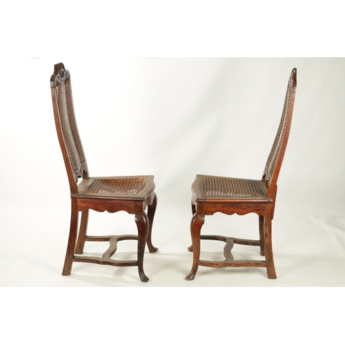 247 - A PAIR OF EARLY 18TH CENTURY WALNUT BERGERE SIDE CHAIRS having cane backed seats with bone inalid fl... 