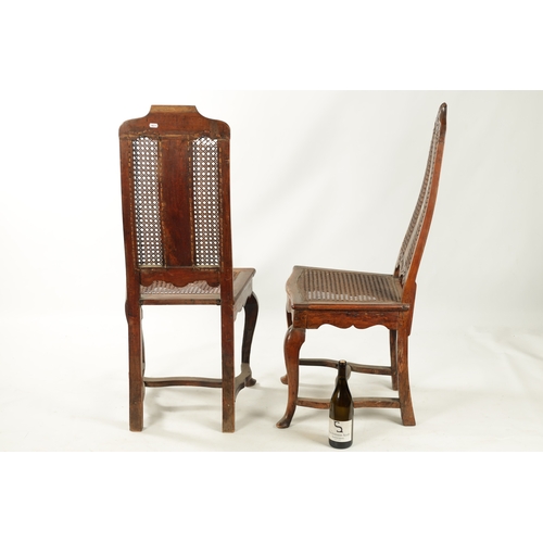 247 - A PAIR OF EARLY 18TH CENTURY WALNUT BERGERE SIDE CHAIRS having cane backed seats with bone inalid fl... 