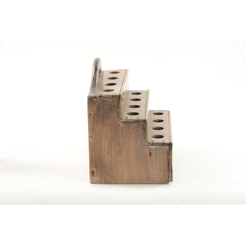 251 - AN 18TH CENTURY WELSH FRUITWOOD STEPPED SPOON RACK (28cm wide 24cm high)