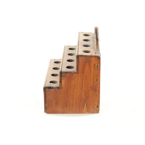 251 - AN 18TH CENTURY WELSH FRUITWOOD STEPPED SPOON RACK (28cm wide 24cm high)