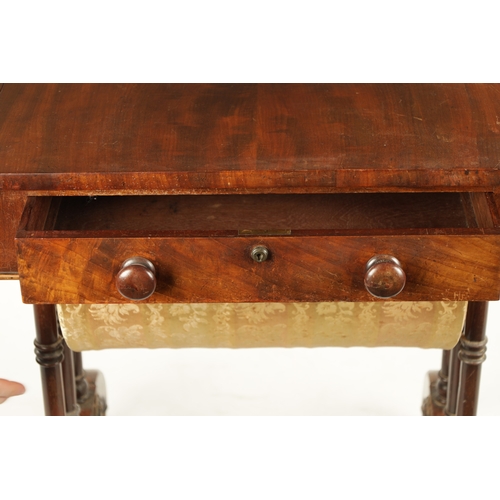 255 - A 19TH CENTURY MAHOGANY FOLD DOWN WORK TABLE IN THE MANNER OR GILLOWS with frieze drawer and two fol... 