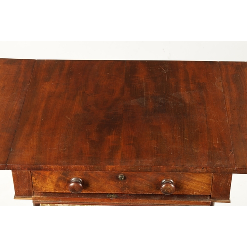 255 - A 19TH CENTURY MAHOGANY FOLD DOWN WORK TABLE IN THE MANNER OR GILLOWS with frieze drawer and two fol... 