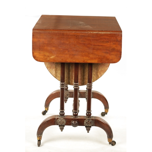 255 - A 19TH CENTURY MAHOGANY FOLD DOWN WORK TABLE IN THE MANNER OR GILLOWS with frieze drawer and two fol... 