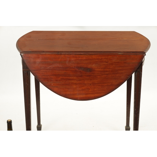 259 - AN GEORGE III OVAL MAHOGANY PEMBROKE TABLE on square moulded tapering legs (77cm wide 55cm deep 71cm... 