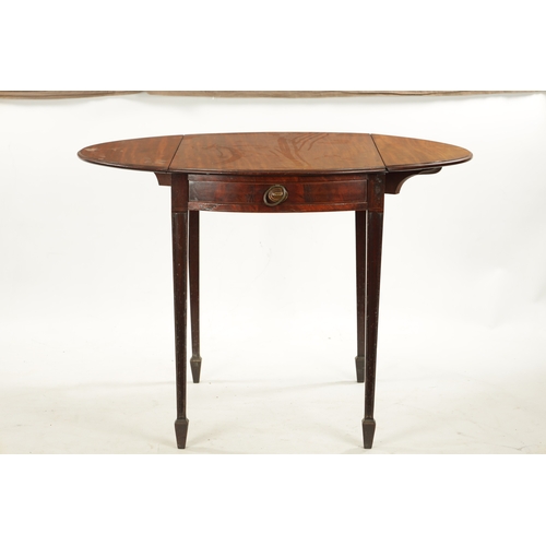 259 - AN GEORGE III OVAL MAHOGANY PEMBROKE TABLE on square moulded tapering legs (77cm wide 55cm deep 71cm... 