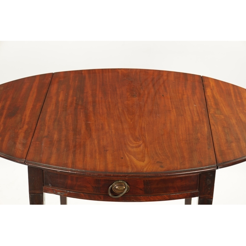 259 - AN GEORGE III OVAL MAHOGANY PEMBROKE TABLE on square moulded tapering legs (77cm wide 55cm deep 71cm... 