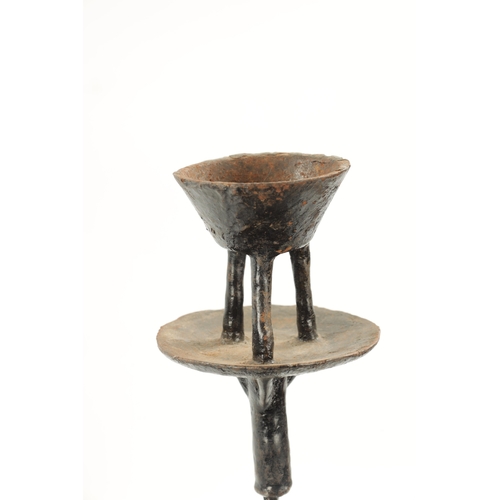 278 - AN ANTIQUE CAST IRON TABLE CANDLESTICK (48.5cm high)