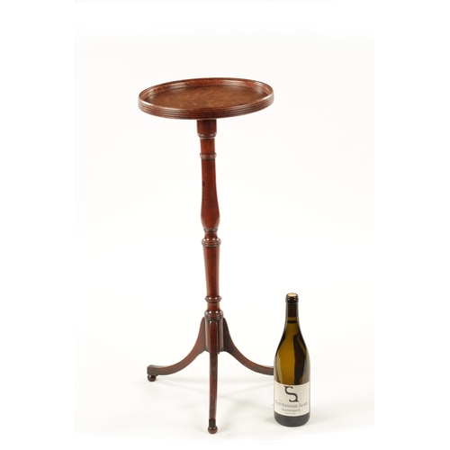 294 - A RARE 18TH CENTURY FRUITWOOD AND BURR WOOD TOP WINE TABLE having a gallery top and splayed tripod b... 