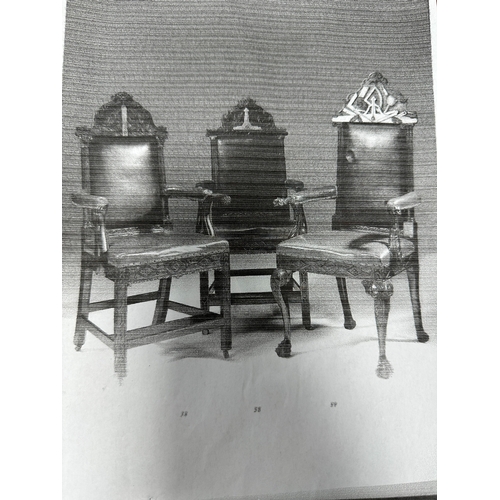 295 - AN IMPORTANT PAIR OF GEORGE III CHIPPENDALE MASONIC OVER-SIZED ARMCHAIRS with green studded leather ... 