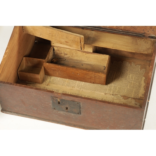 299 - AN 17TH CENTURY SLOPE TOP OAK BIBLE BOX with iron butterfly hinges and lock (59cm wide 42cm deep 27.... 