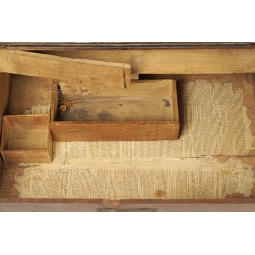 299 - AN 17TH CENTURY SLOPE TOP OAK BIBLE BOX with iron butterfly hinges and lock (59cm wide 42cm deep 27.... 