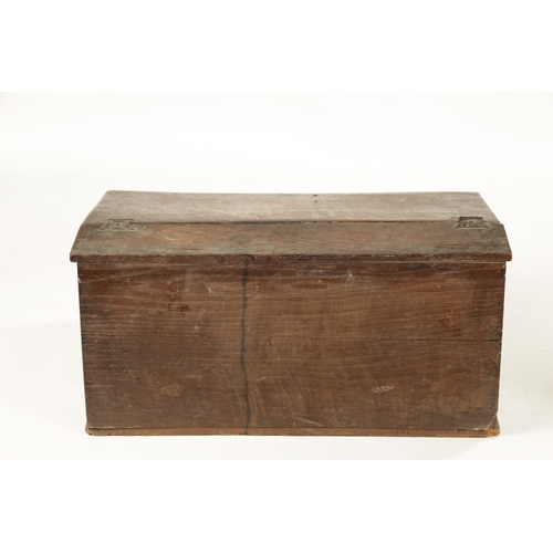 299 - AN 17TH CENTURY SLOPE TOP OAK BIBLE BOX with iron butterfly hinges and lock (59cm wide 42cm deep 27.... 