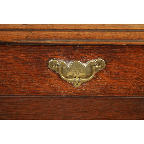 301 - A GOOD QUEEN ANNE OAK LOWBOY WITH DOUBLE REENTRANT CORNERED TOP having three frieze drawers joined b... 