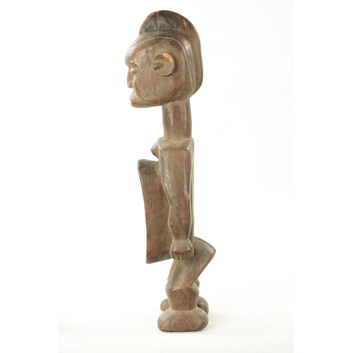 308 - A CARVED AFRICAN KORO FEMALE LIBATION CUP / FIGURE bearing label from the Eric Mayes Collection (56c... 