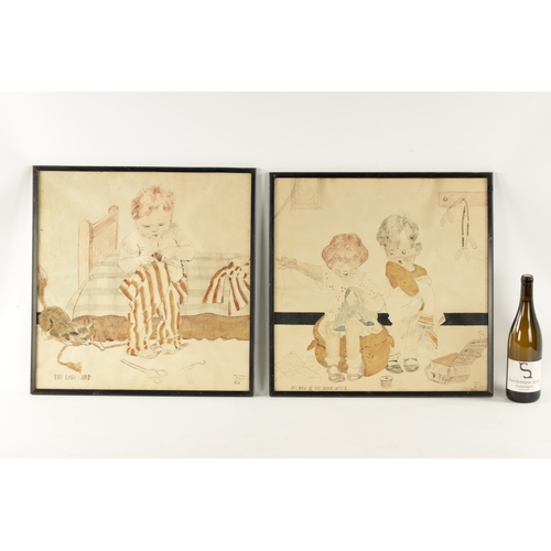 319 - A PAIR OF EARLY 20TH CENTURY WATERCOLOURS OF CHILDREN entitled 'the lost chord' and 'delayed at the ... 