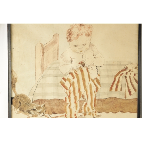 319 - A PAIR OF EARLY 20TH CENTURY WATERCOLOURS OF CHILDREN entitled 'the lost chord' and 'delayed at the ... 