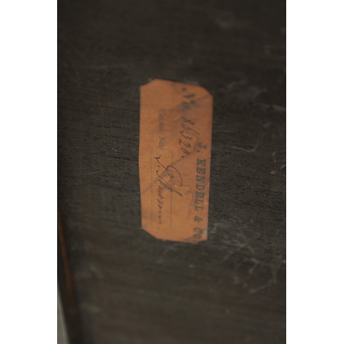 329 - AN UNUSUAL WILLIAM IV FIGURED ROSEWOOD TEA TABLE BEARING MAKERS LABEL FOR J KENDELL & CO with wavy e... 