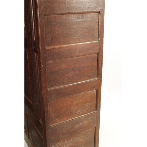 33 - A SMALL EARLY 18TH CENTURY OAK PANELLED CUPBOARD with ironwork H hinges (92cm wide 46cm deep 159cm h... 