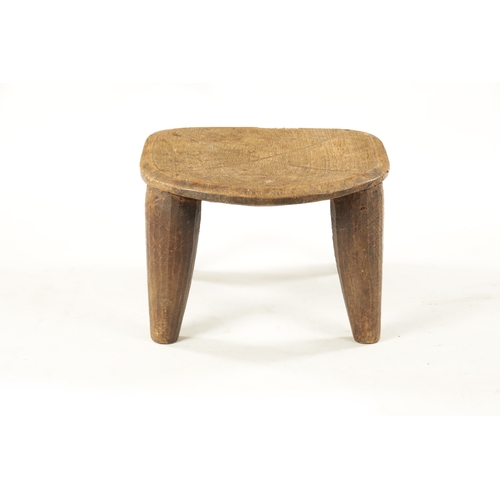 332 - AN ANTIQUE NATIVE HARDWOOD FOUR-LEG STOOL (55cm wide 49cm deep 33cm high)