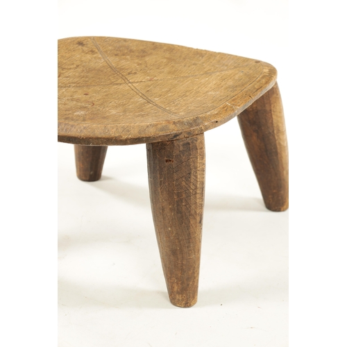 332 - AN ANTIQUE NATIVE HARDWOOD FOUR-LEG STOOL (55cm wide 49cm deep 33cm high)