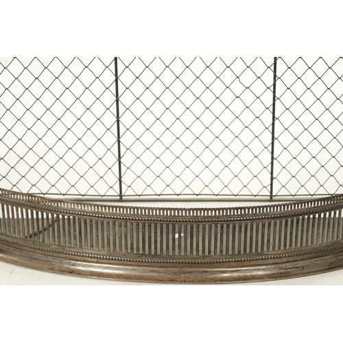 345 - A REGENCY BOW FRONTED STEEL FENDER together with a wire work kerb fender (112cm and 1234cm wide)