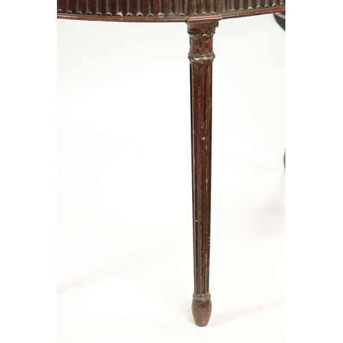 349 - A GEORGE III MAHOGANY DEMI LUNE CARD TABLE IN THE MANNER OF ROBERT ADAM the cross banded top with ba... 