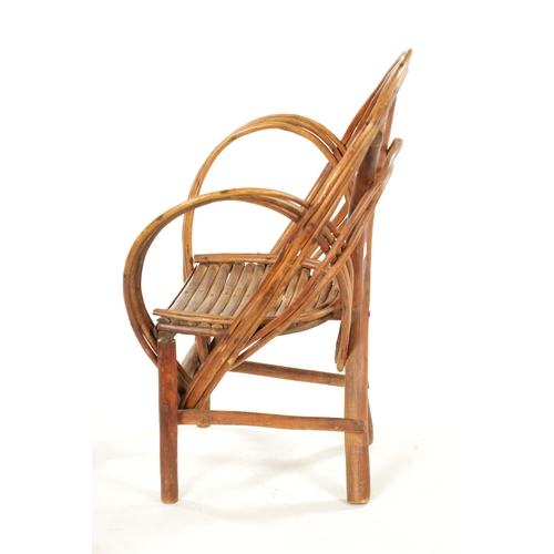 350 - A 19TH CENTURY CANED BENT WOOD CHILD'S CHAIR looped back and sides supported by an x-frame (60cm hig... 