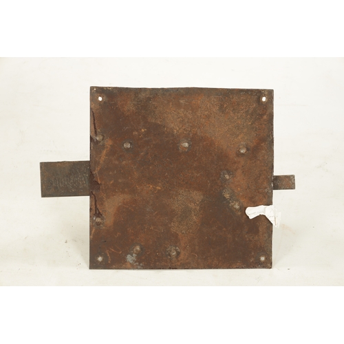 351 - AN EARLY 18TH CENTURY IRON LOCK AND KEY OF LARGE SIZE (48cm wide 34cm deep)