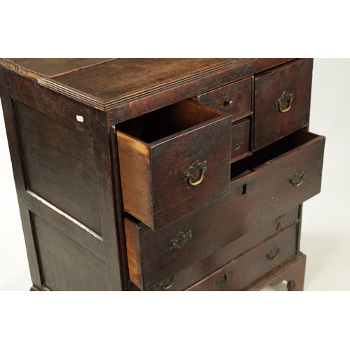 358 - AN EARLY 19TH CENTURY OAK NORFOLK / SUFFOLK CHEST OF DRAWERS having an unusual drawer configuration.... 