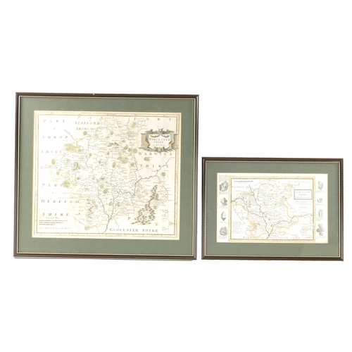 363 - AN ANTIQUE FRAMED MAP OF JAVA in glazed gilt frame TOGETHER WITH TWO MAPS OF WORCESTERSHIRE (23.5cm ... 