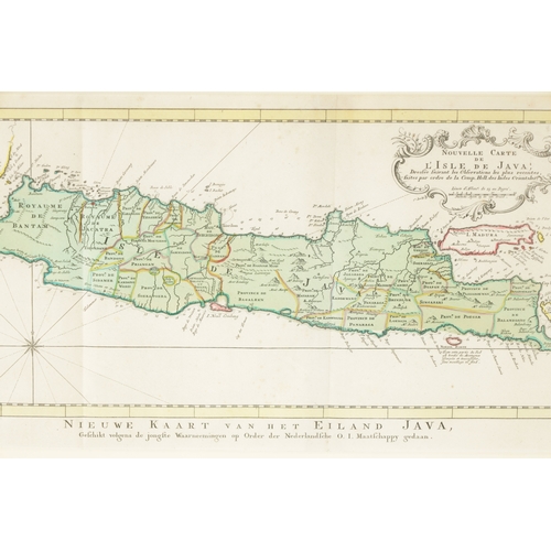 363 - AN ANTIQUE FRAMED MAP OF JAVA in glazed gilt frame TOGETHER WITH TWO MAPS OF WORCESTERSHIRE (23.5cm ... 