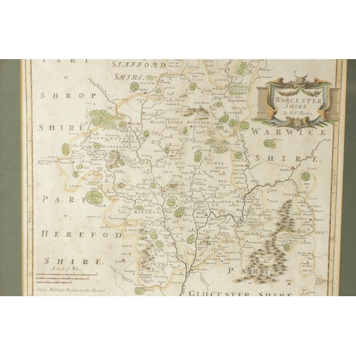 363 - AN ANTIQUE FRAMED MAP OF JAVA in glazed gilt frame TOGETHER WITH TWO MAPS OF WORCESTERSHIRE (23.5cm ... 