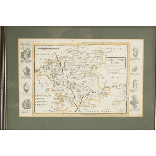 363 - AN ANTIQUE FRAMED MAP OF JAVA in glazed gilt frame TOGETHER WITH TWO MAPS OF WORCESTERSHIRE (23.5cm ... 