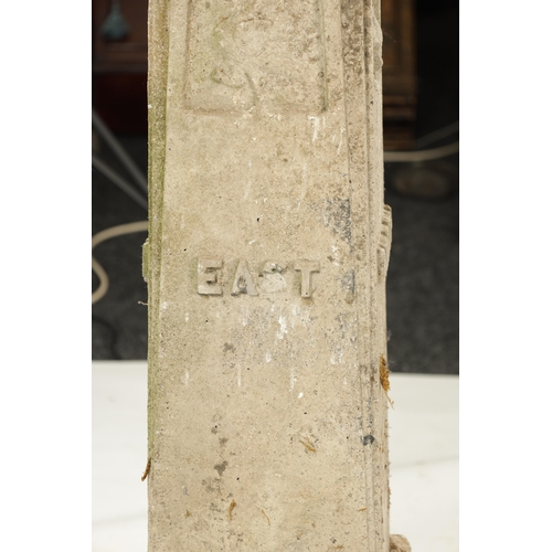 364 - AN EARLY 18TH CENTURY BRONZE SUNDIAL DATED 1717 RAISED ON AN ARTS AND CRAFTS COMPOSITE STONE BASE in... 