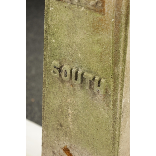 364 - AN EARLY 18TH CENTURY BRONZE SUNDIAL DATED 1717 RAISED ON AN ARTS AND CRAFTS COMPOSITE STONE BASE in... 