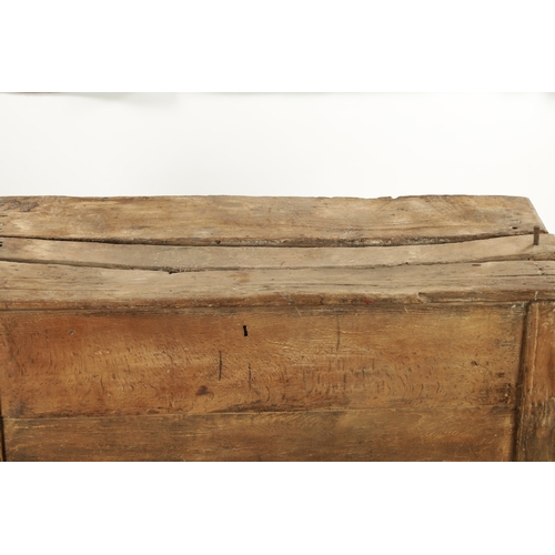 365 - A 16TH CENTURY OAK BOARDED ARK COFFER illustrated in the oak furniture book by Chinnery (137cm wide ... 