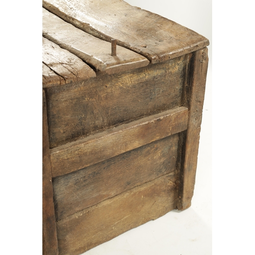 365 - A 16TH CENTURY OAK BOARDED ARK COFFER illustrated in the oak furniture book by Chinnery (137cm wide ... 