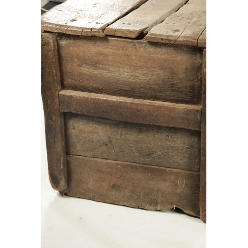 365 - A 16TH CENTURY OAK BOARDED ARK COFFER illustrated in the oak furniture book by Chinnery (137cm wide ... 