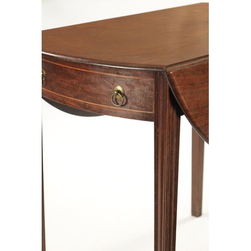 368 - A GEORGE III MAHOGANY PEMBROKE TABLE with frieze drawer and moulded tapering legs (88cm wide 51cm de... 