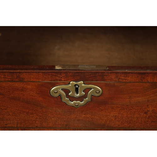 392 - AN IMPORTANT FINE GEORGE II BRASS INLAID FIGURED MAHOGANY BUREAU ATTRIBUTED TO JOHN CHANNON the angl... 