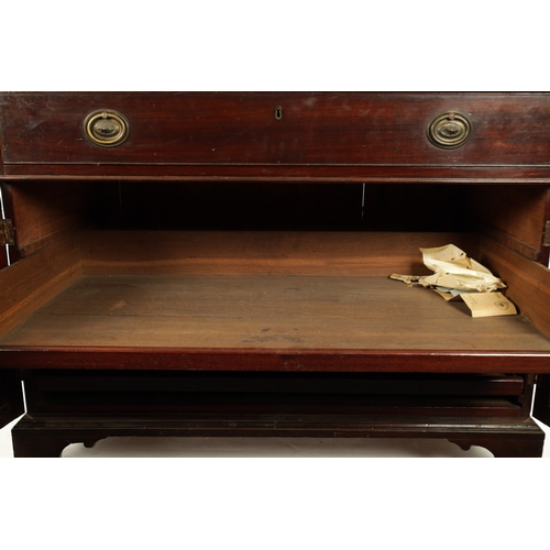 40 - A GEORGE III MAHOGANY GENTLEMAN’S LIBRARY CHEST WITH SECRETAIRE DRAWER with sliding adjustable leath... 