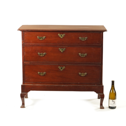 400 - AN UNUSUAL AND RARE EARLY 18TH CENTURY RED WALNUT CHEST ON STAND POSSIBLY AMERICAN having three grad... 