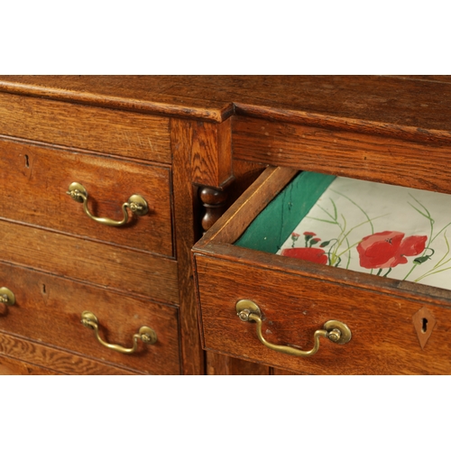 407 - A LATE 18TH CENTURY WELSH OAK DRESSER AND RACK with breakfront base having fitted drawers and side c... 